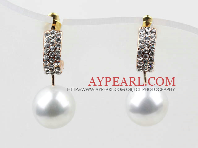 Stil de moda immitation Pearl rotundă cu stras placată cu aur, hipoalergenice Hoop cercei Prezon