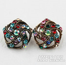 Fashion Style Irregular Shape Multi Color Rhinstone Studs Earrings