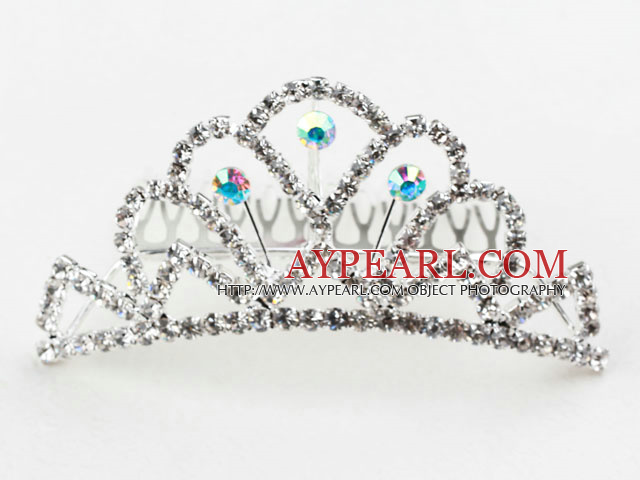 Όμορφη Κράμα με στρας Γάμος σουίτα Tiara με Combs