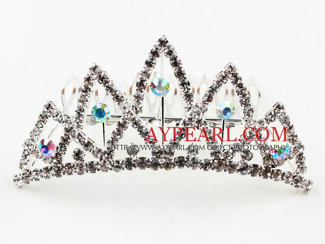 Fashion Alloy With Rhinestones Wedding Bridal Tiara with Combs