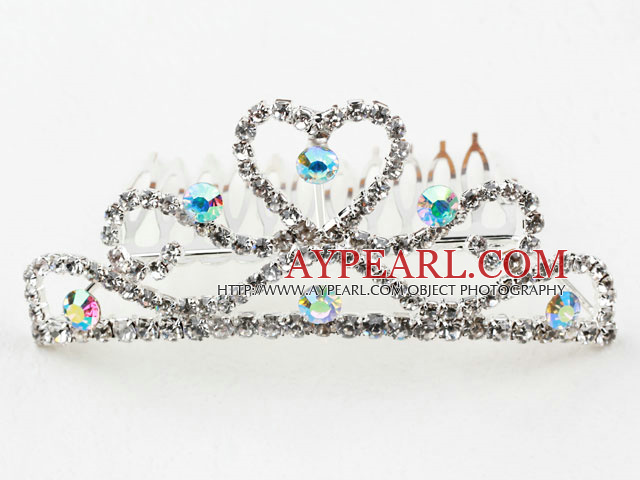 Heart Shape Alloy With Rhinestones Wedding Bridal Tiara with Combs