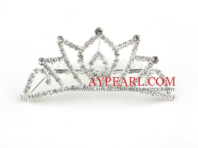 Drop Shape Alloy With Rhinestones Wedding Bridal Tiara with Combs