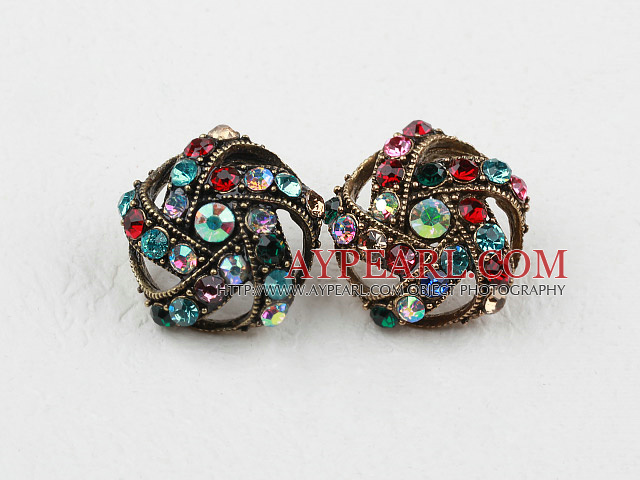 Fashion Style Irregular Shape Multi Color Rhinstone Studs Earrings