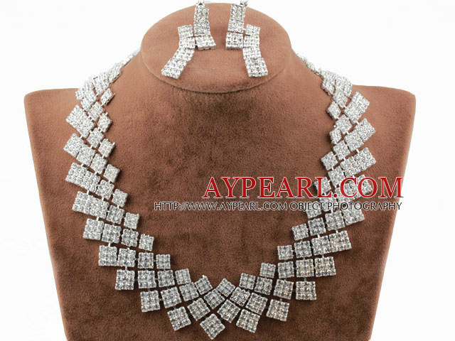 Brillant alliage avec strass mariage nuptiale Jewelry Set (Collier et boucles d'oreilles assortis)