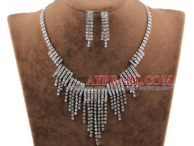 Gorgeous Alloy med rhinestones Wedding Bridal Jewelry Set (halskjede og matchende øredobber)