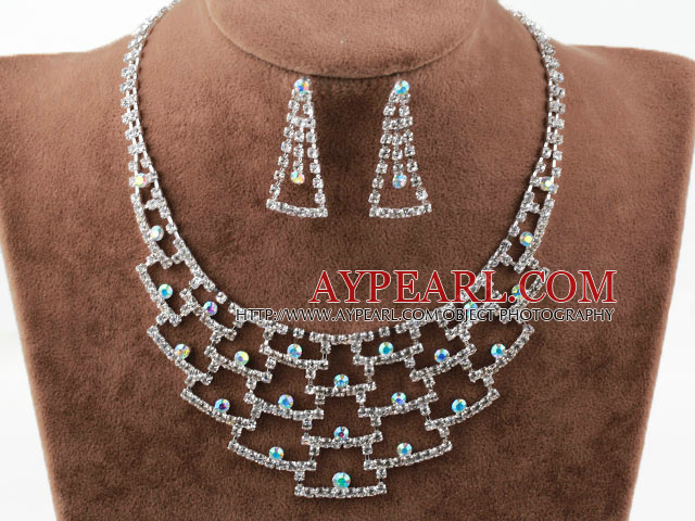Мода Стиль сплава со стразами Свадебный набор ювелирных Люкс (ожерелье и серьги согласованный)