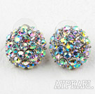 Half Ball Shape Multi Color Rhinestone Fashion Studs Earrings