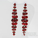 Long and Dangle Style Immitation Ruby Rhinestone Studs Earrings