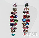 Long et Dangle style Multi Color strass Boucles d'oreilles Clous