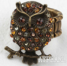 Owl Shape Bronze with Rhinestone Ring