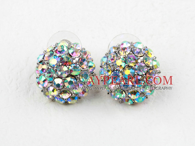 Hälften Ball Form Multi Color STRASS Mode Studs Örhängen