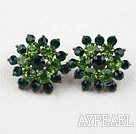 Flower Shape Imitation Emerald Rhinestone Studs Earrings