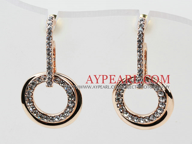 Fashion Style Donuts Shape Rhinestone Gold Plated Hypoallergenic Studs Earrings