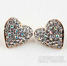 Fashion Style Heart Shape Rhinestone Gold Plated Hypoallergenic Studs Earrings