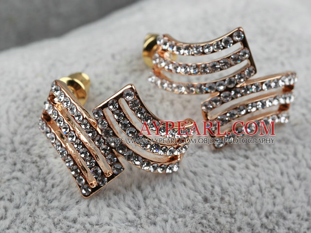 Fashion Style Irregular Shape Rhinestone Gold Plated Hypoallergenic Studs Earrings