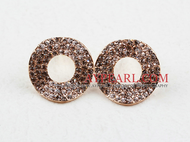 Fashion Style Donuts Shape Rhinestone Gold Plated Hypoallergenic Studs Earrings