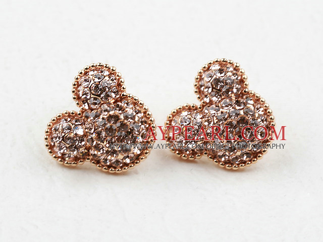 Fashion Style Mickey Shape Rhinestone Gold Plated Hypoallergenic Studs Earrings