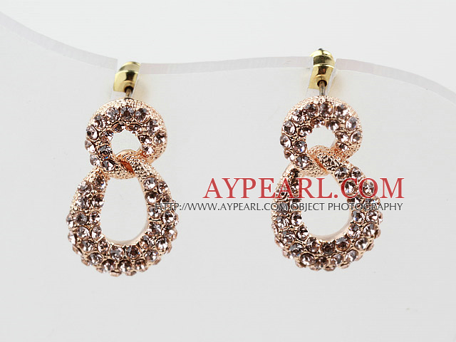 Fashion Style Digital 8 Shaped Rhinestone Gold Plated Hypoallergenic Studs Earrings