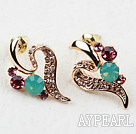 Fashion Style Streamline Shaped Rhinestone Gold Plated Hypoallergenic Studs Earrings