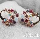 Fashion Style Peacock Shape Multi Color Rhinestone Gold Plated Hypoallergenic Animal Studs Earrings