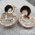 Fashion Style Numeric Shape Rhinestone Gold Plated Hypoallergenic Studs Earrings