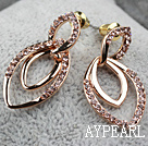 Mote Stil Horse Eye Shape Rhinestone Gold Plated Hypoallergenic Studs øredobber