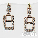 Fashion Style Rectangle Shape Rhinestone Gold Plated Hypoallergenic Studs Earrings