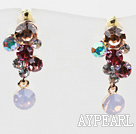 Dangle style multi couleur or plaqué strass Boucles d'oreilles Clous Hypoallergénique