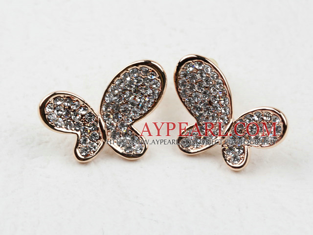 Fashion Style Schmetterlingsform Strass Vergoldet Hypoallergen Ohrstecker