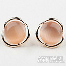 Immitation Cat's Eye Gold Plated Hypoallergenic Studs Earrings