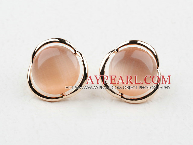 Immitation Cat's Eye Gold Plated Hypoallergenic Studs Earrings