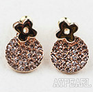 Fashion Style Flower Rhinestone Gold Plated Hypoallergenic Studs Earrings
