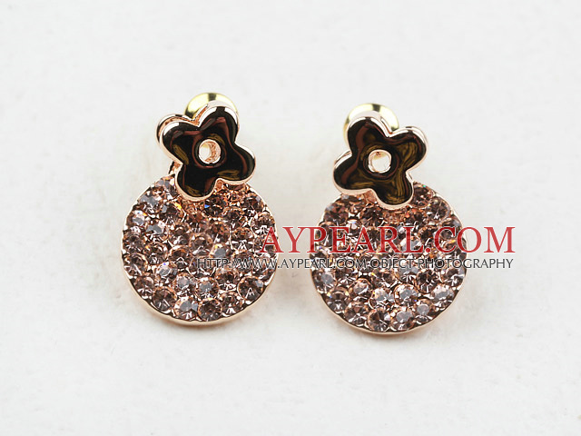 Fashion Style Flower Rhinestone Gold Plated Hypoallergenic Studs Earrings