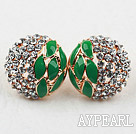 Fashion Style Hafl Ball Shape Rhinestone Gold Plated Hypoallergenic Studs Earrings