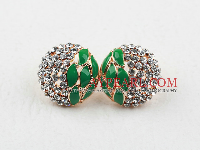 Fashion Style Hafl Ball Shape Rhinestone Gold Plated Hypoallergenic Studs Earrings