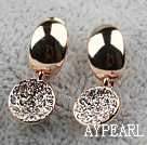 Fashion Style Round Shape Rhinestone Gold Plated Hypoallergenic Studs Earrings