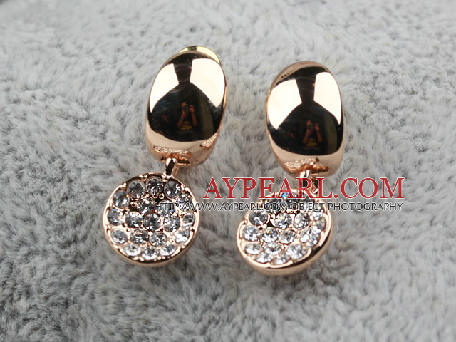 Fashion Style Round Shape Rhinestone Gold Plated Hypoallergenic Studs Earrings