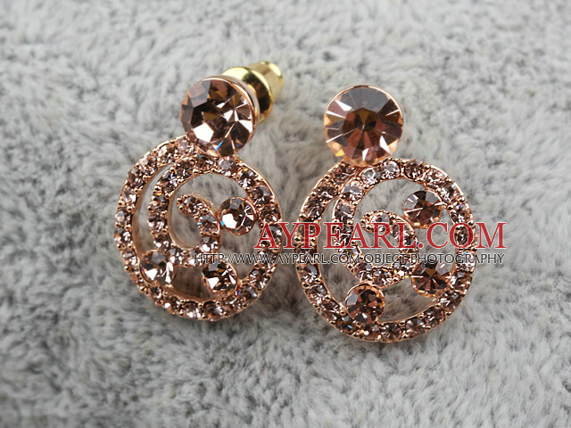 Mode Style de forme escargot strass Boucles d'oreilles plaqué or Hypoallergénique Goujons