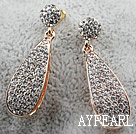 Long Style Big Drop Rhinestone Gold Plated Hypoallergenic Studs Earrings