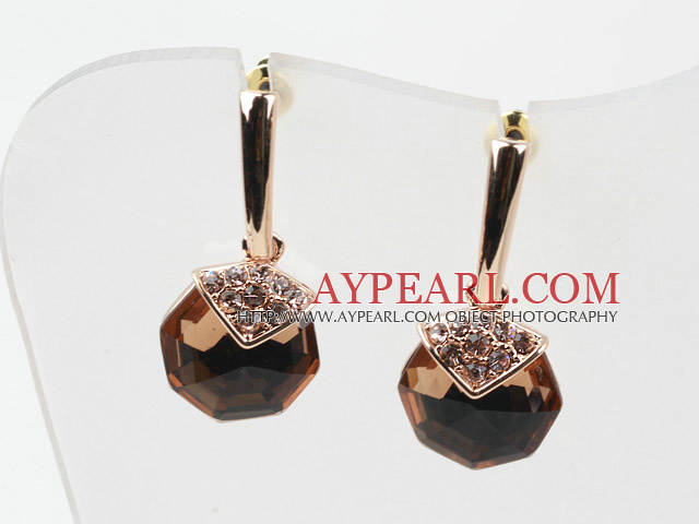 Fashion Style Immitation Gemstone with Rhinestone Gold Plated Hypoallergenic Studs Earrings