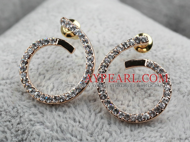 Mode spirale style Shape strass en plaqué or Boucles d'oreilles Clous Hypoallergénique