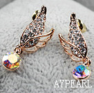 Mote Stil Wing Shape Rhinestone Gold Plated Hypoallergenic Studs øredobber