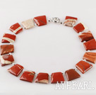 chunky style red jasper necklace with moonlight clasp