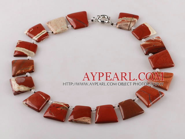 chunky style red jasper necklace with moonlight clasp
