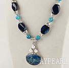 hot stlye 18.1 inches emperor blue agate necklace