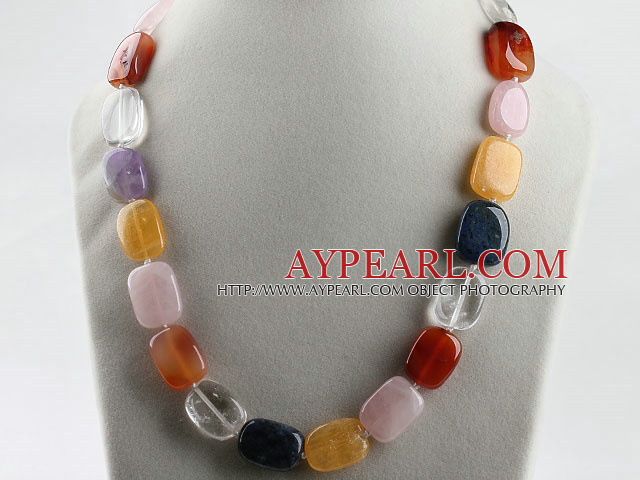 8*18m multi color gem stone necklace (color picked up randomly)
