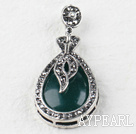 Vintage style green imitation stone metal pendant (no chain)