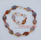 chunky sryle agate necklace bracelet set with moonlight clasp