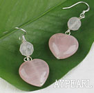 lovely heart shape rose quartze earrings