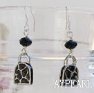 fashion black crystal and small bag shaped earrings